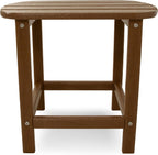 Polywood Adirondack Chair & 18" Side Table Bundle, Teak Finish Recycled Plastic Lumber