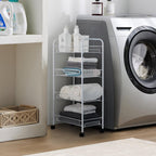 4-Tier Heavy-Duty Rolling Metal Laundry Sorter Cart with Lockable Wheels, White Multi-Bin Divided Storage Organizer for Bedroom, Bathroom & Closet Clothes Sorting