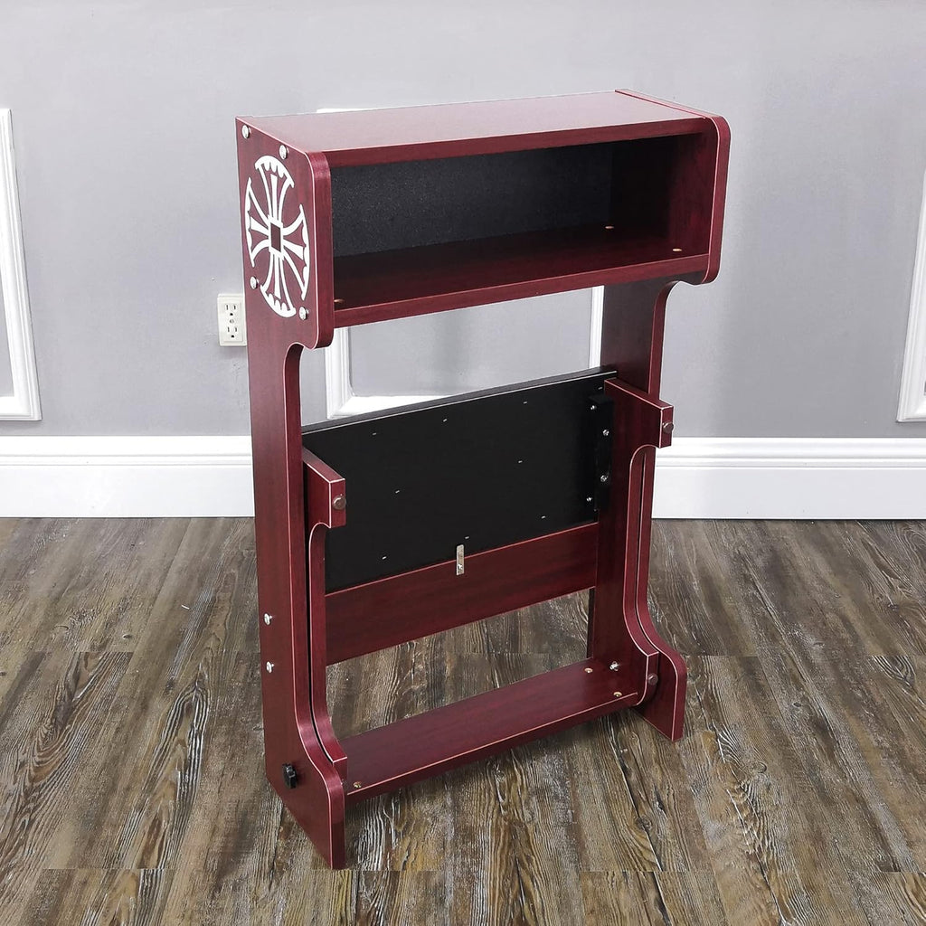 FixtureDisplays 32X20X20" Prayer Bench, Padded Kneeler with Book Shelf, Easy Fold-Away Prayer Table Chair 10104