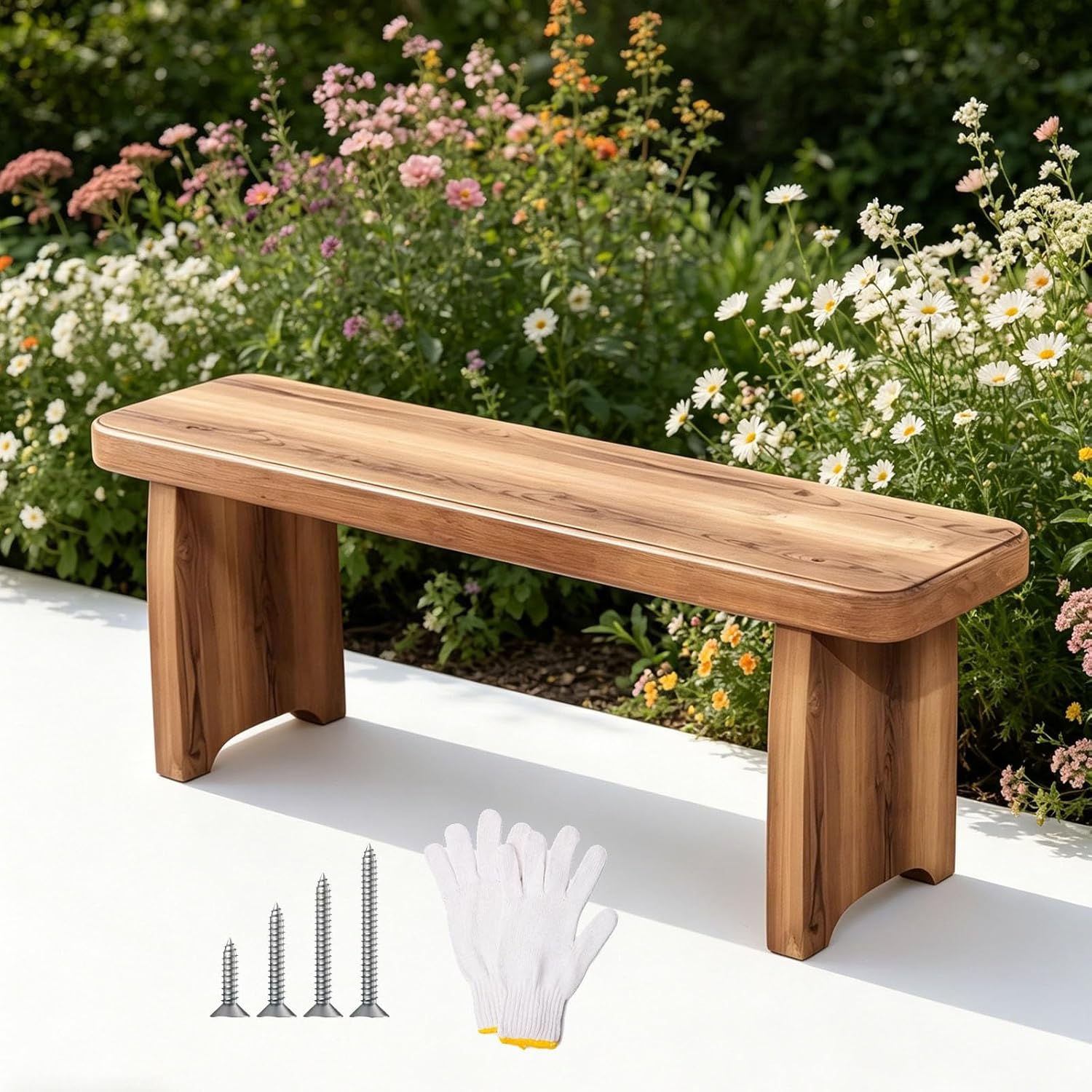 24-59 Inch Solid Wood Entryway Bench, Farmhouse Long End of Bed Bench, Indoor Dining Seat for Entrance, Bedroom, Living Room, Dining Room, Easy Assembly, Brown(L31xW7.9xH5.9inch)