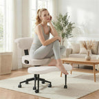 Ergonomic Cross Legged Chair, 360° Swivel Meditation Chair with Wheels - Adjustable Height for ADHD Desk & Yoga, Wide Criss Cross Chair for Home, Beige