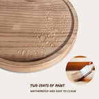 Round Decorative Tray Wood Bathroom Counter Organizer Farmhouse Kitchen Decor Wooden Riser for Soap Dish, Perfume, Candle, Sponge, 10" - Brown
