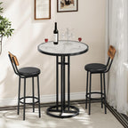 HOOBRO Bar Table, 23.6-Inch Round Pub Table, Frosted Glass Cocktail Table with Sturdy Iron Frame & Adjustable Feet, Modern Small Coffee for Home Bar, Kitchen, Living Room, Outdoor, Black BK96BT01
