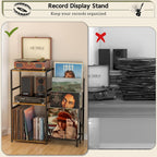 Record Player Stand, Turntable Stand with 4-Tier Vinyl Record Storage, Record Player Table Storage up to 200+ Albums, Record Player Cabinet with Vinyl Display Holder Shelf, vinyl Table for Living Room