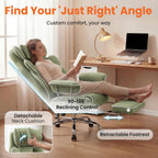 NEO CHAIR Big and Tall Office Chair Gaming Computer Chair High Back Heavy Duty Desk Chai with Lumbar Support Adjustable Recliner Footrest Wide Seat Fabric Executive Home with Wheels (Fabric Green)