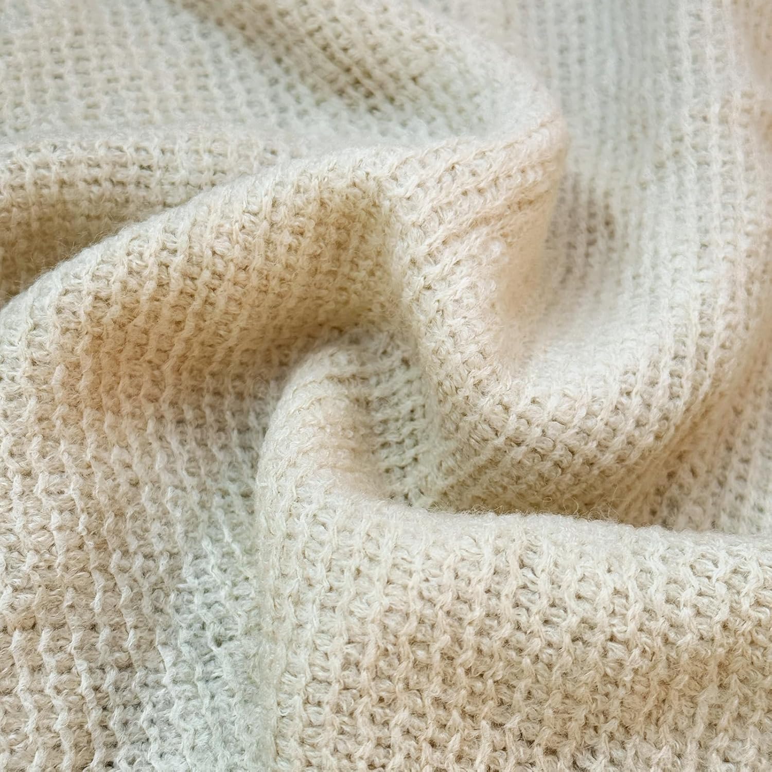Geometry Bed Runners for King & Queen SizeBed Solid Beige Bed Scarf with Tassel Boho Knit BedRunner Scarves Decorative for Bedroom Home Hotel (102 x 24 Inches, 1 Piece)