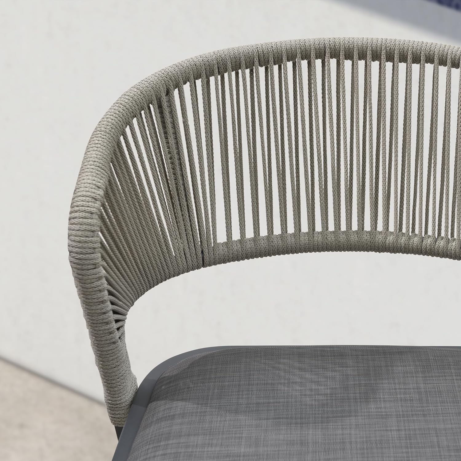 PURPLE LEAF Counter Height Bar Stool Set of 2 Modern Aluminum Rattan Wicker Outdoor Barstools with Backrest and Cushion for Kitchen Lawn Pool Bar Chairs Dark Grey