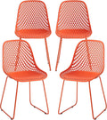 Modern Dining Chairs Set of 4, Stable Plastic Kitchen Chairs with Metal Sled Base for Dining Room (Blood Orange)