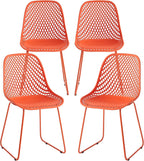 Modern Dining Chairs Set of 4, Stable Plastic Kitchen Chairs with Metal Sled Base for Dining Room (Blood Orange)