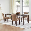 Watson & Whitely Upholstered Dining Chairs Set of 4, Faux Leather Armless Dining Room Chairs with Solid Wood Legs & Back Side Chair for Kitchen, Living Room, Restaurant, Saddle Brown