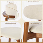 Solid Wood Dining Chair Set of 2, Breathable Fabric Upholstered Kitchen Chairs, Modern Farmhouse Style, Ergonomic Backrest, Rebound Sponge