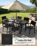 Ciokea Aluminum Patio Dining Chairs Set of 2, Outdoor Stackable Chairs with Wide Seat, All-Weather HDPS Oversized Porch Chair for Backyard, Poolside, Lawn & Garden, Deck | 2-Piece, Black