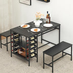Garvee Dining Table Set for 4, Kitchen Table Set for 4 with 2 Benches, 3 Piece Dining Room Table Set for Small Space Apartment, Black