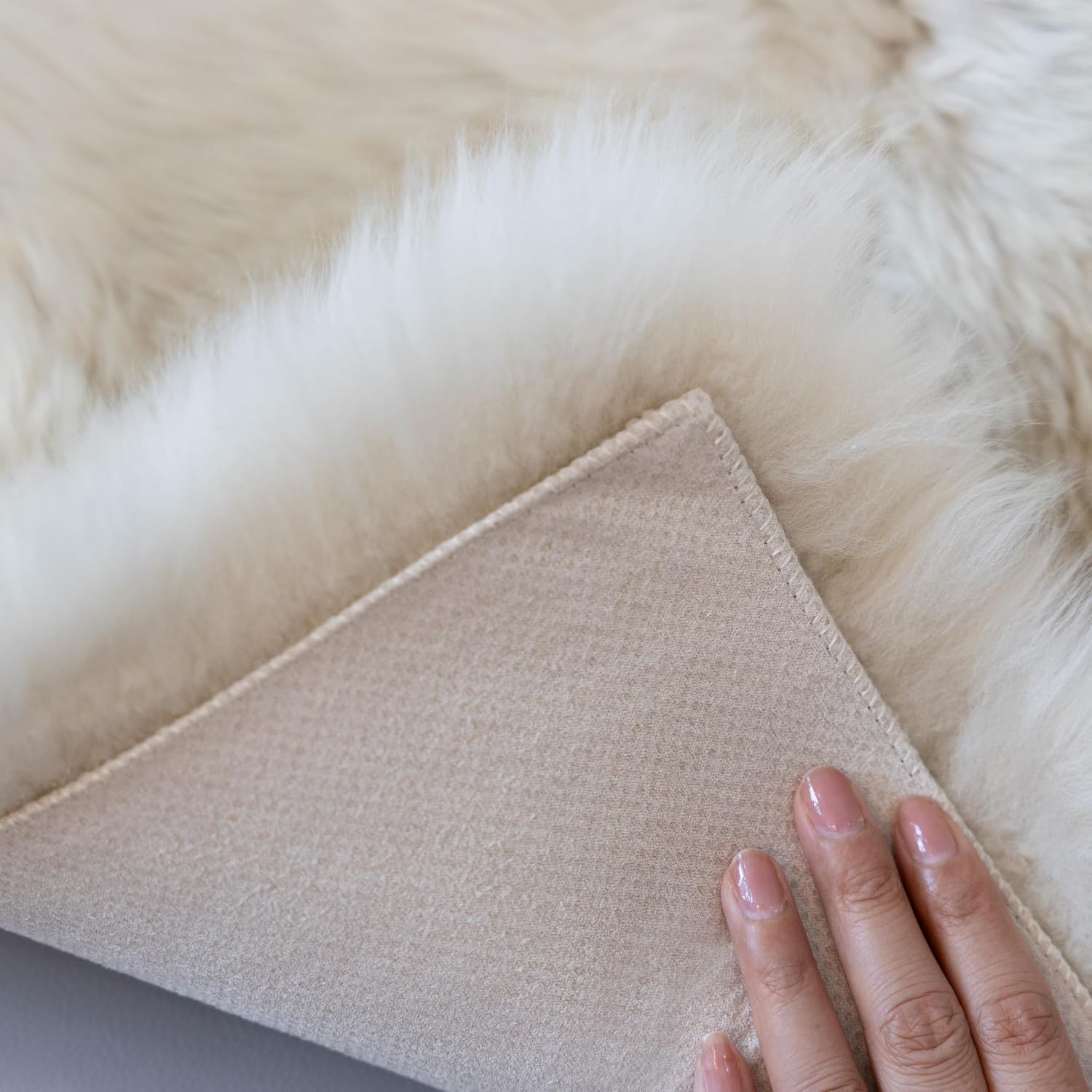 Sheepskin Chair Cushion Non-Slip Back Square Genuine Fur Chair Cover Silky Natural Wool Seat Cushion Pad Soft Area Rugs Carpet for Home Office Restaurant Chair 18x18 Inch (Pack of 2), Flaxen