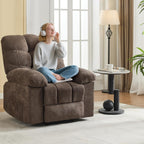 Rocking Recliner Chair with Massage & Heat, Overstuffed Fabric Upholstery, Remote Control, Side Pockets, for Living Room, Bedroom, Nursery, Home Theater, Coffee