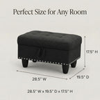 28.5 Inch Storage Ottoman Bench, Upholstered Ottoman with Hidden Storagefor Bedroom Living Room, End of Bed Foot Rest Stool, Charcoal Gray