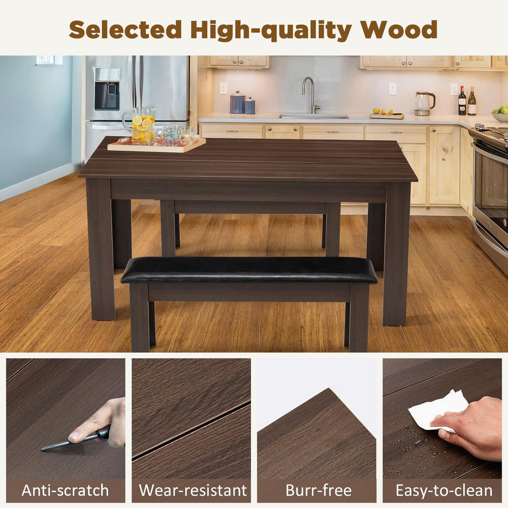 AVAWING Wooden Kitchen Table for 4, Dining Table for 6-8 People, Large Farmhouse Rectangular Tables, Wood Desk with L Shaped Legs, Home Furniture Kitchen & Dining Room Table, Brown/Black