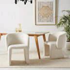 NORDICANA Barrel Dining Room Chairs with Arms, Faux Fur Accent Chairs Set of 2, for Kitchen, Living Room, Upholstered Armchairs, Off-White