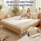 Convertible Sofa Bed, 4-in-1 Boneless Loveseat with Removable Armrests Backrest, Corduroy Futon Couch Bed with Pillow, Foldable Mattress Sleeper Sofa for Living Room Bedroom Small Place (Beige)