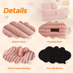 MAXYOYO Extra Wide Kids Bean Bag Chair, Comfy Faux Fur Bean Bag Sofa with Filler, Upholstered Floor Sofa with Pillows and Armrests, Lazy Floor Chair Couch for Boys and Girls, Pink