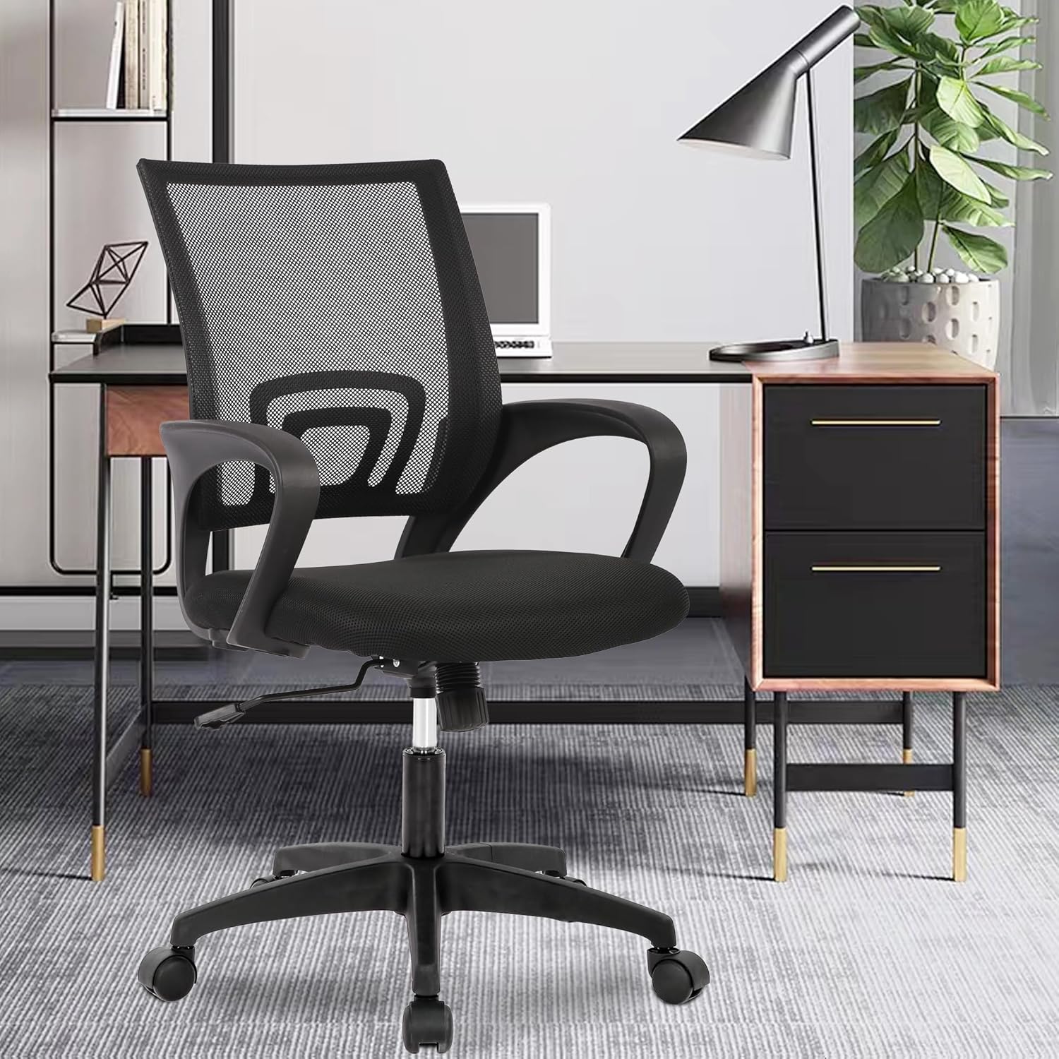PayLessHere Home Office Chair Desk Computer Chair Adjustable Ergonomic Lumbar Support Armrest Executive with High Density Mesh 360 Degree Swivel Chair for Men Women Adults, Black
