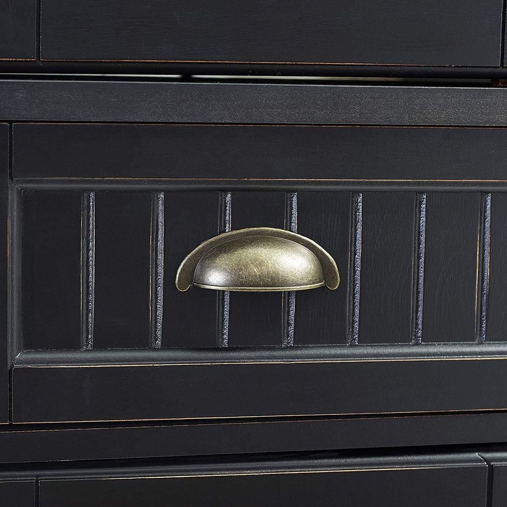HomeStock Kitchen Pantry Cabinet - 30" Wide Storage - Distressed Black Finish