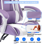 Gaming Chair with Massager, Fabric Gaming Chairs for Adults, Ergonomic Gamer Chair with Adjustable Headrest and Lumbar Support, Reclining Computer Game Chair, High Back, Purple