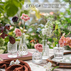 SUPMIND Glass Bud Vase Set of 5, Clear Small Flower Vases for Centerpieces in Bulk, Mini Vintage Vase for Rustic Wedding, Home,Table