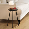 Small Couch Side Table, Drink Table, Mini Round End Table, Coffee Table, Snack Table for Small Spaces, Living Room, Bedroom, Sofa LET520BK