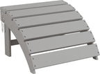 Sundale Outdoor Folding Plastic Adirondack Ottoman, All-Weather Adirondack Chair Footrest, Fade and Rust Resistant, Perfect for Outside Patio Garden Pool Yard Grey