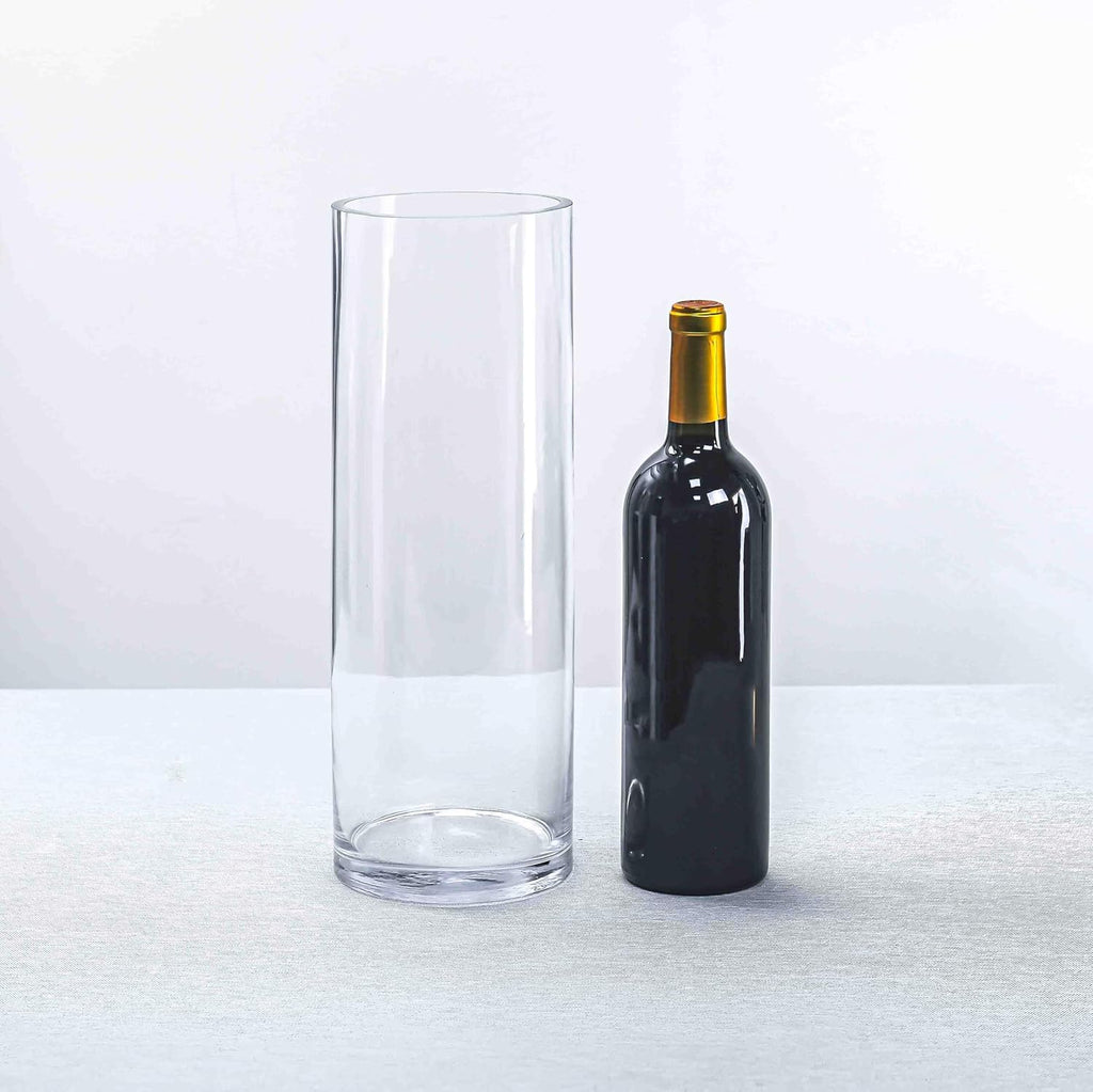 CYS Excel Glass Cylinder Vase (H:14" D:5") | Multiple Size Choices Glass Flower Vase Centerpieces | Hurricane Floating Candle Holder Vase