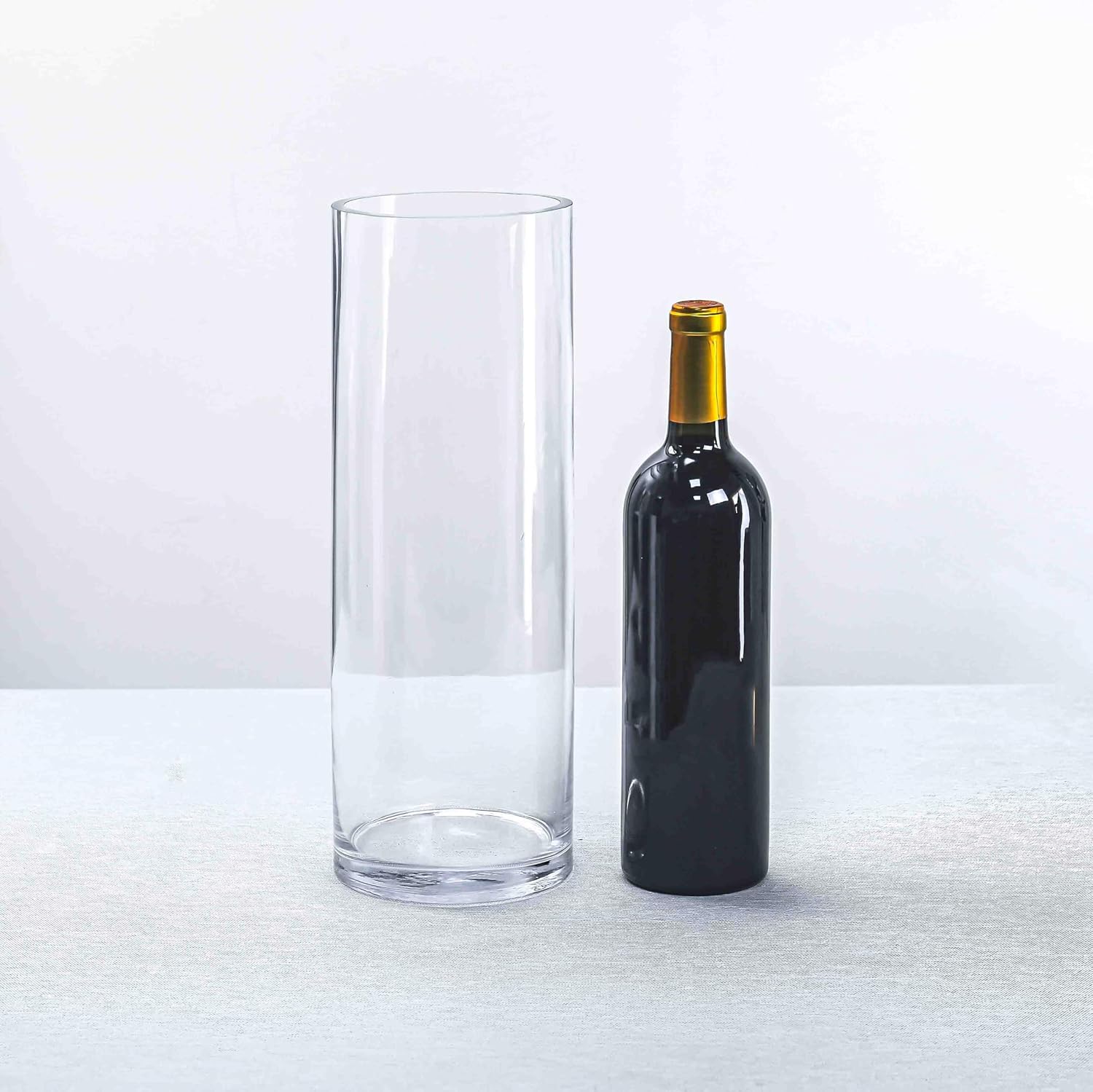 CYS Excel Glass Cylinder Vase (H:14" D:5") | Multiple Size Choices Glass Flower Vase Centerpieces | Hurricane Floating Candle Holder Vase