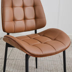 Upholstered Dining Chairs Set of 4, Mid Century Modern Faux Leather Dining Chairs with Walnut Bentwood Back and Metal Legs for Dining Room, Restaurant, Café, Brown