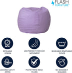 Flash Furniture Dillon Small Bean Bag Chair for Kids and Teens, Foam-Filled Beanbag Chair with Machine Washable Cover, Lavender Polka Dot | Refillable, Durable Cover, Indoor Use, All Ages