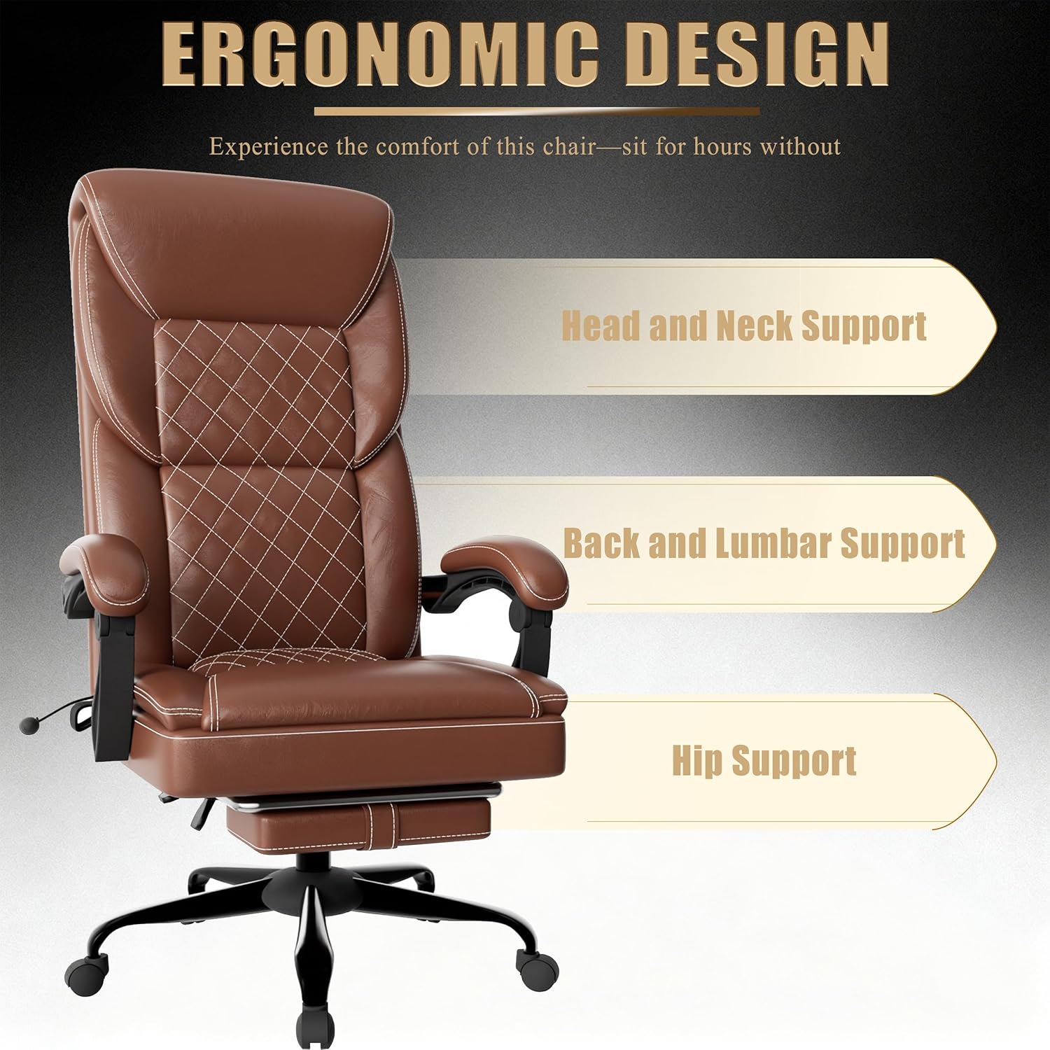 Gaming Chair, Office Chair with Inflatable Lumbar Support, Ergonomic Comfortable Wide Computer Chair with Footrest and Linked Soft Armrests, High Back 3D Enveloping Seat Cushion