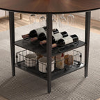 VFK 47" Round Kitchen Table Set with Storage Base & Metal Legs, 5-Piece Wooden Dining Set for 4 to 6 People, Includes 4 Upholstered Chairs for Dining Room, Living Room or Kitchen