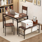 Giantex Dining Table Set for 4, Kitchen Table with Chairs & Bench, Storage Racks, Metal Frame, 4-Piece Space-Saving Dinette Set for Dining Room, Breakfast Nook, Small Space, Apartment, Walnut