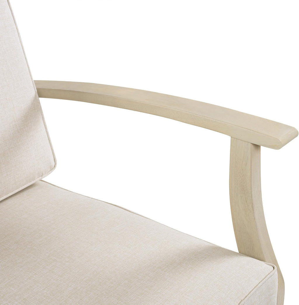 Christopher Knight Home Perla Acacia Wood Lounge Chair Outdoor Set of 2 with Removable Cushion, Wooden Patio Accent Chair, Patio Garden Comfy Reading Chair, Sand/Beige