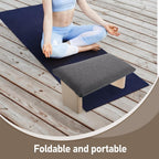 Foldable Wooden Meditation Bench Stable and Portable Prayer Kneeler Chair with Cloth Cushion Lightweight Folding Seiza Stool for Comfortable Sitting for Yoga and Zen Practices