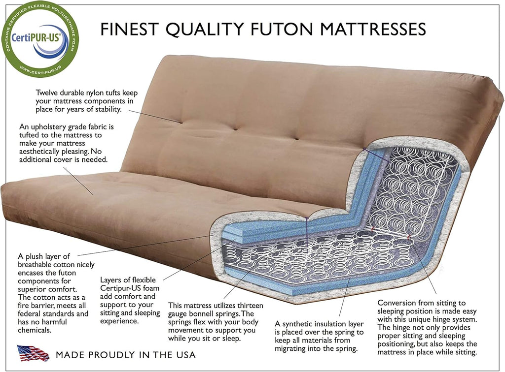 Kodiak Futons Lodge Futon, Suede Peat