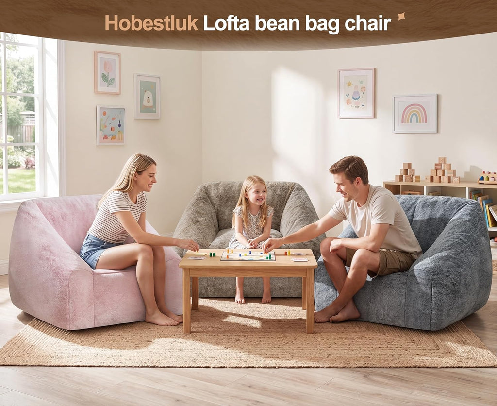 Hobestluk Giant Bean Bag Chair Memory Foam Filled Sofa Chair Bean Bag for Adults/Teens/Kids, Oversized Lazy Accent Comfy Stuffed BeanBag Sofa for Living Room Bedroom Dorm Reading(Brown)