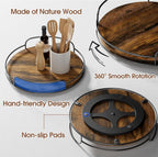 LAMU 2 Pack 9'' 10'' Lazy Susan Turntable Organizer for Table Top Cabinet, Wooden Lazy Susan for Kitchen, Pantry, Countertop, Bathroom Vanity, Spice Organization, Wood Decor