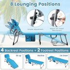Goplus Tanning Chair, Folding Adjustable Patio Lounge Chair with Face Hole, Removable Pillow, 330LBS, Carry Strap, Outdoor Sunbathing Chair, Lightweight Portable Beach Lounge Chair (1, Navy)