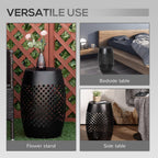 Black Steel 12.5in Round Patio Side Table 18in Tall, Hollow Drum Structure, 22lb Capacity, Indoor Outdoor Use, Weather Resistant Finish