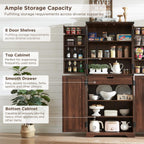 ACCOHOHO 72" Tall Kitchen Pantry, Farmhouse Storage Cabinet with Barn Doors, Organizer, Drawer and Adjustable Shelves, Rustic Wood Cupboard for Kitchen, Dining Room, Bathroom, Brown