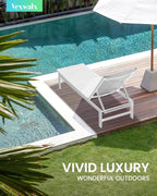 Vexwalx Pool Lounge Chairs Set of 2, Aluminum Lounge Chair Outdoor with 5-Position Recliner, Patio Chaise Lounge Outdoor for Backyard, Poolside, Deck (White)