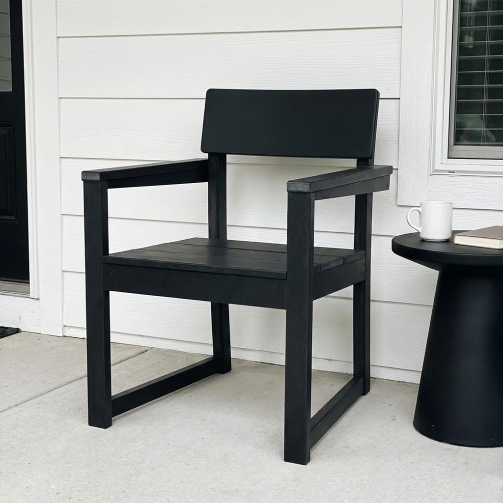 Black HDPE Outdoor gArmchairs with backres Modernist Designt Chairs