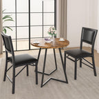 VECELO Folding Dining Chairs Set of 2, Metal Padded Foldable Seating with Comfortable Faux Leather, Space-Saving Portable Guest Seats for Kitchen & Office, No Assembly, Black