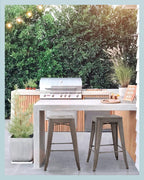 FDW 24 Inch Metal Stools Bar Stools Set Height Stackable Barstools Indoor Outdoor Dining Backless Kitchen Bar Stools Set of 4 (Brown)