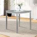 SOFTSEA Wooden Dining Table up for 4, Square Kitchen Table with Solid Wood Legs, 34.5 Inch Modern Dining Table with Spacious Tabletop, for Kitchen Living Room, Silver Grey